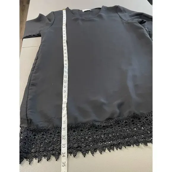 Favolook Long Sleeve Mini Dress‎ Lace Fringe Hem Black Size XL Goth Dark Whimsy - Picture 10 of 10